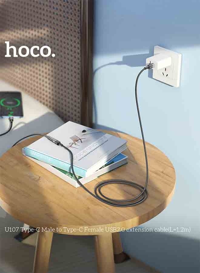 U107 Type-C Male to Type-C Female USB 2.0 Charger and Data Transfer (L=1.2m)