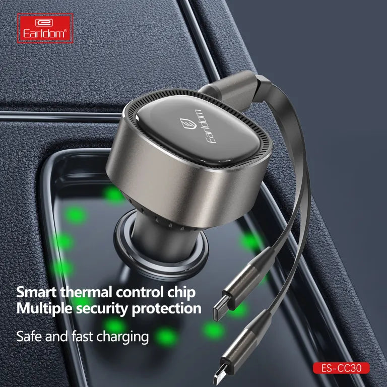 Earldom ES-CC30 30W Retractable USB C Car Charger - Saif Al Najmi Kw