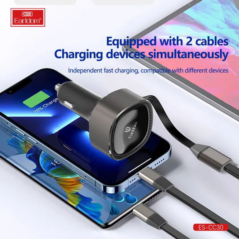 Earldom ES-CC30 30W Retractable USB C Car Charger - Saif Al Najmi Kw
