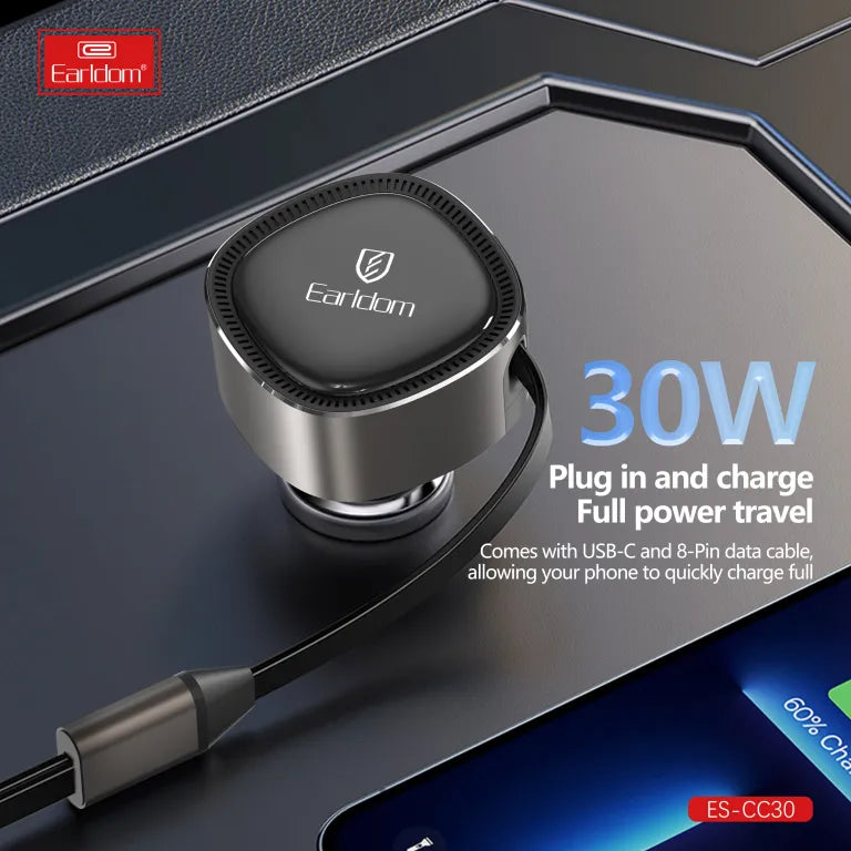 Earldom ES-CC30 30W Retractable USB C Car Charger - Saif Al Najmi Kw