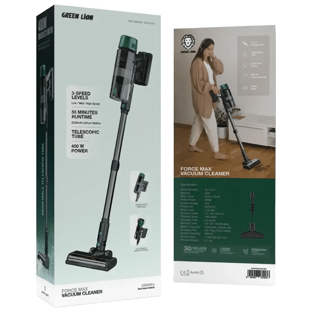 Force Max Vacuum Cleaner High Suction Green Lion Portable - Black - Saif Al Najmi KwVacuum CleanerGreen LionSaif Al Najmi KwForce Max Vacuum Cleaner High Suction Green Lion Portable - Black