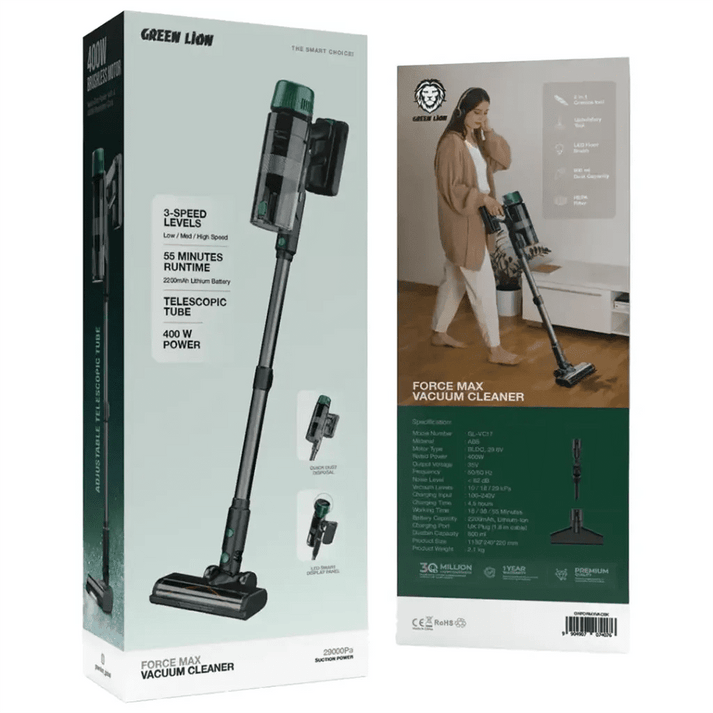 Force Max Vacuum Cleaner High Suction Green Lion Portable - Black - Saif Al Najmi KwVacuum CleanerGreen LionSaif Al Najmi KwForce Max Vacuum Cleaner High Suction Green Lion Portable - Black