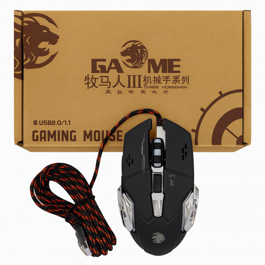 Wired Gaming Mouse – Ergonomic Design with Adjustable DPI & Braided USB Cable