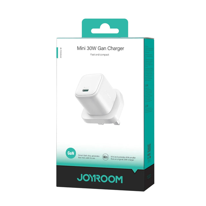 GaN Mini 30W Fast Charger – UK Plug, White (TCG15) - Saif Al Najmi KwChargersJOYROOMSaif Al Najmi KwGaN Mini 30W Fast Charger – UK Plug, White (TCG15)