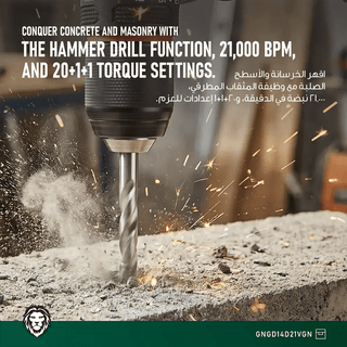 GD - 14 Cordless Hammer Drill Green Lion Power Pro Drill - Green - Saif Al Najmi KwTOOLKITGreen LionSaif Al Najmi KwGD - 14 Cordless Hammer Drill Green Lion Power Pro Drill - Green