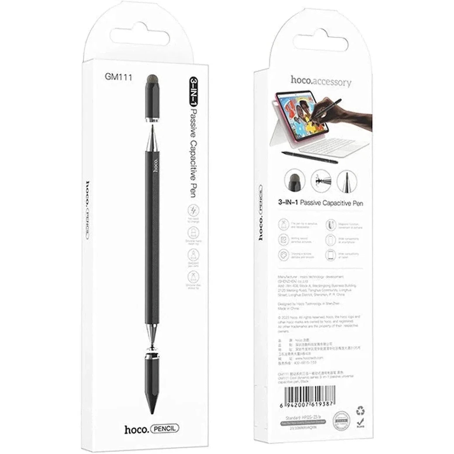 GM111 Cool dynamic series 3 - in - 1 passive universal capacitive pen - Black - Saif Al Najmi KwStylus PenHocoSaif Al Najmi KwHOCO GM111132615GM111 Cool dynamic series 3 - in - 1 passive universal capacitive pen - Black - Saif Al Najmi Kw
