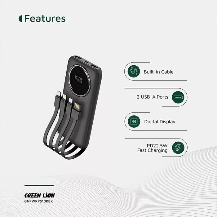 Green Lion 10000mAh Power Pulse Power Bank - Saif Al Najmi KwPower BanksGreen LionSaif Al Najmi KwGreen Lion 10000mAh Power Pulse Power Bank