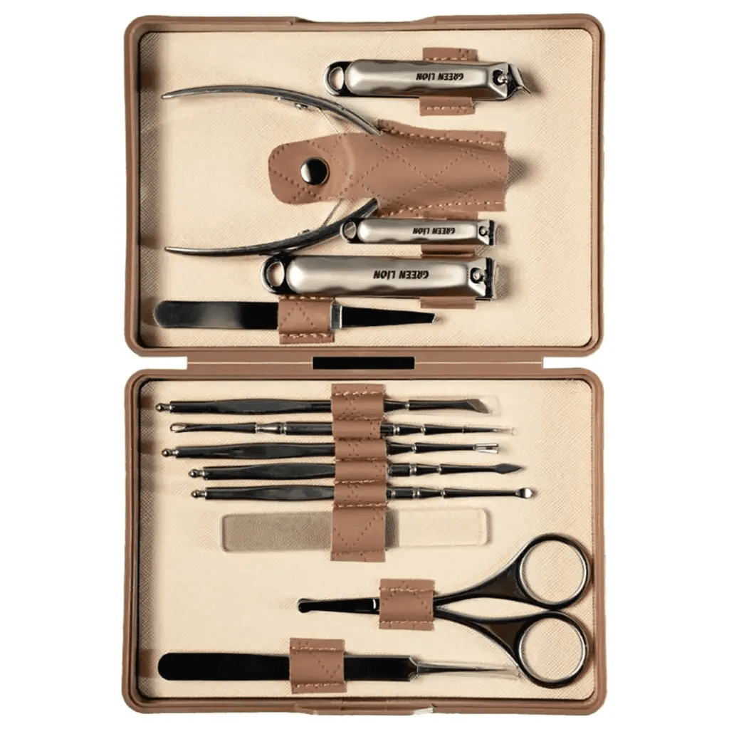 Green Lion 13 in 1 Manicure Kit Professional Nail Set Brown - Saif Al Najmi KwMens GroomingGreen LionSaif Al Najmi KwGreen Lion 13 in 1 Manicure Kit Professional Nail Set Brown