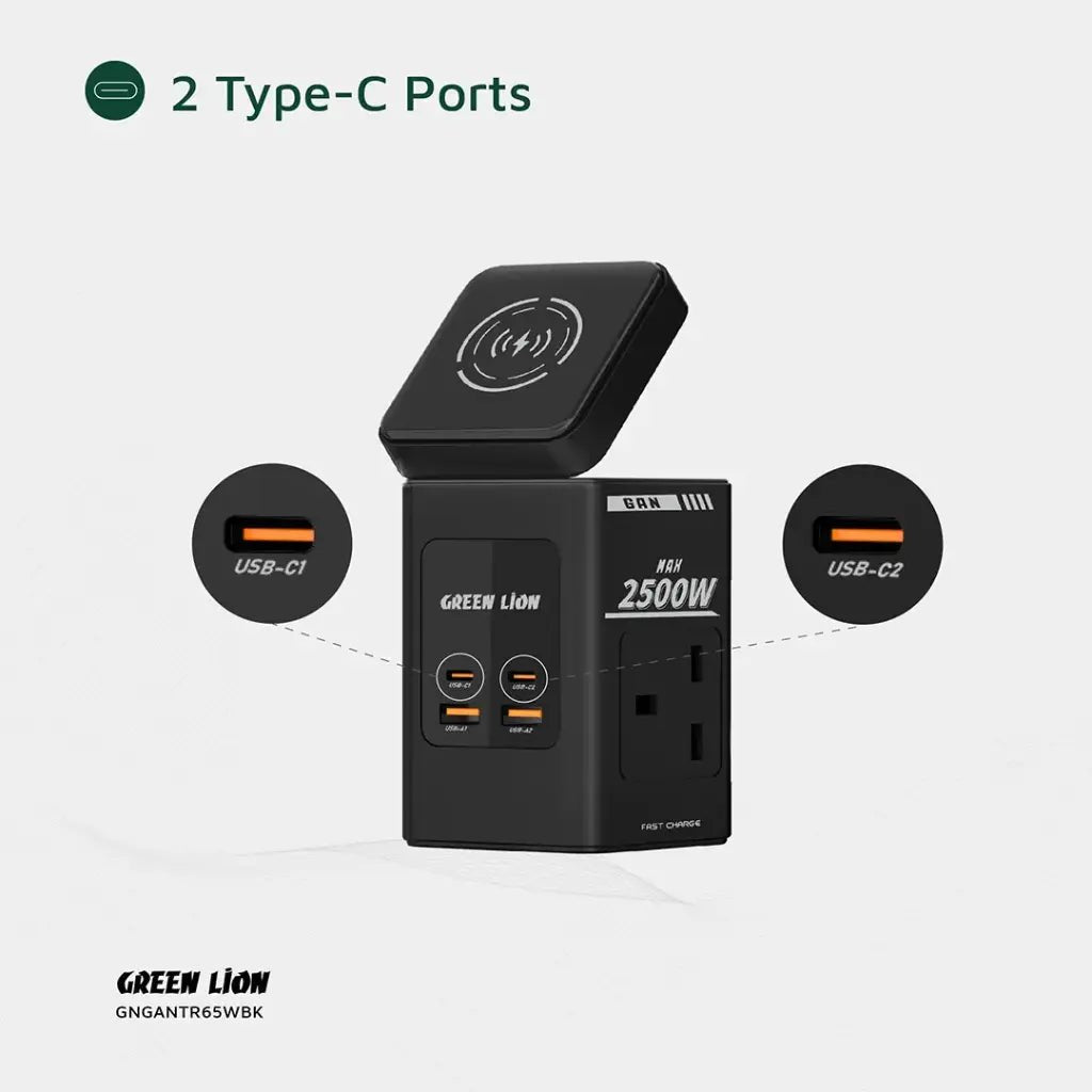 Green Lion GaN 65W Multi - Port 8 - in - 1 Travel Adapter - Saif Al Najmi KwChargersGreen LionSaif Al Najmi KwGreen Lion GaN 65W Multi - Port 8 - in - 1 Travel Adapter