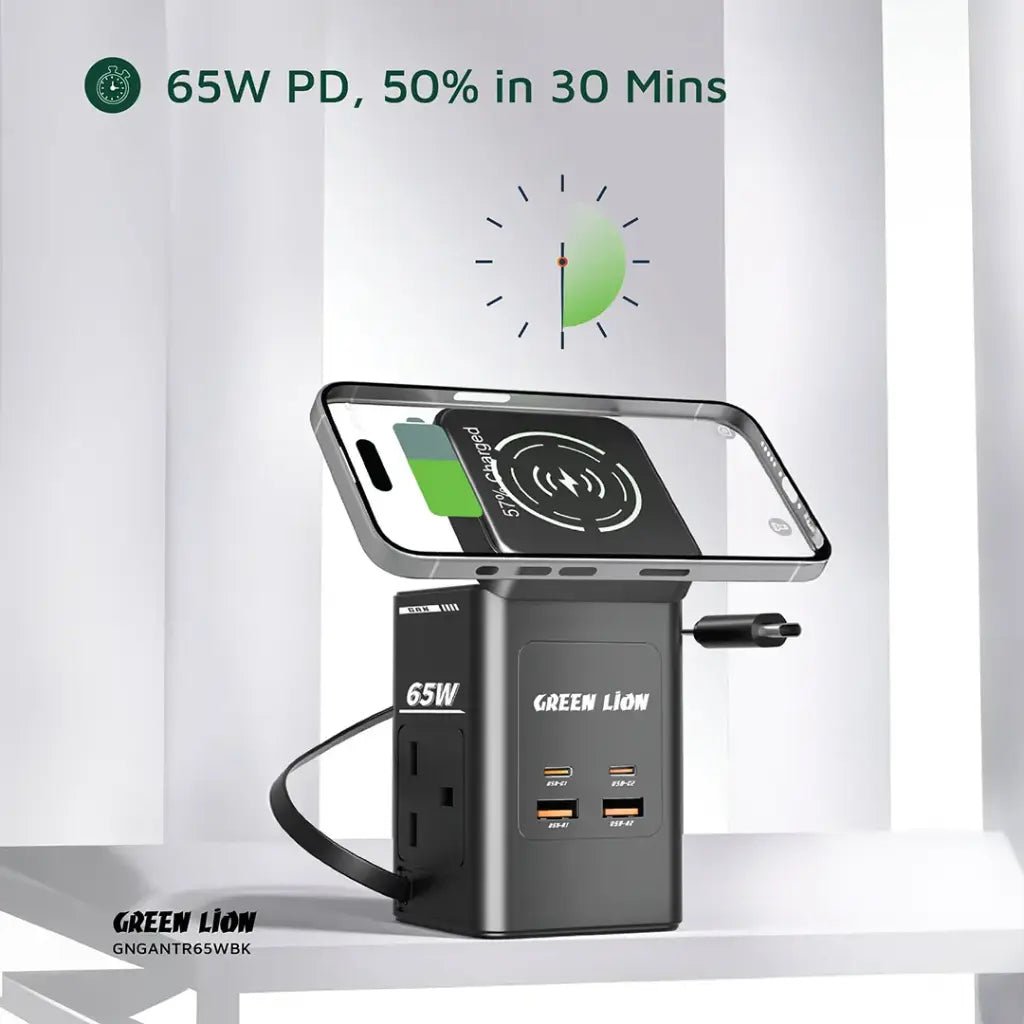 Green Lion GaN 65W Multi - Port 8 - in - 1 Travel Adapter - Saif Al Najmi KwChargersGreen LionSaif Al Najmi KwGreen Lion GaN 65W Multi - Port 8 - in - 1 Travel Adapter