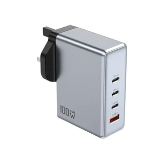Green Lion GaN Premium UK Plug Wall Charger 100W - Gray - Saif Al Najmi KwWall ChargersGreen LionSaif Al Najmi KwGreen Lion GaN Premium UK Plug Wall Charger 100W - Gray - Saif Al Najmi Kw