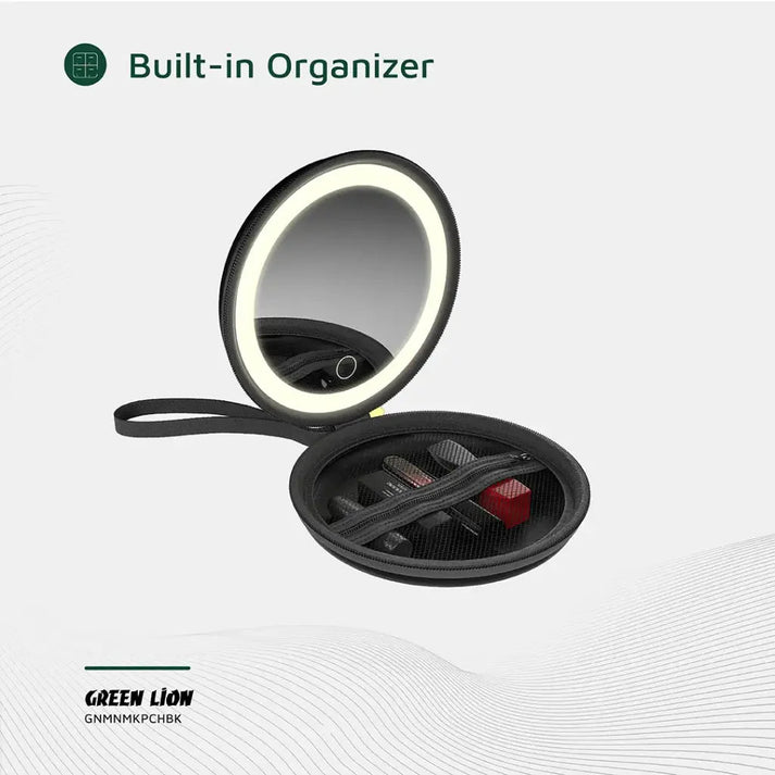 Green Lion Mini Makeup Pouch with LED Mirror Travel Case - Saif Al Najmi KwWomens GroomingGreen LionSaif Al Najmi KwGreen Lion Mini Makeup Pouch with LED Mirror Travel Case