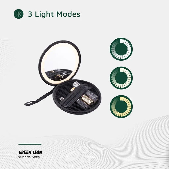 Green Lion Mini Makeup Pouch with LED Mirror Travel Case - Saif Al Najmi KwWomens GroomingGreen LionSaif Al Najmi KwGreen Lion Mini Makeup Pouch with LED Mirror Travel Case