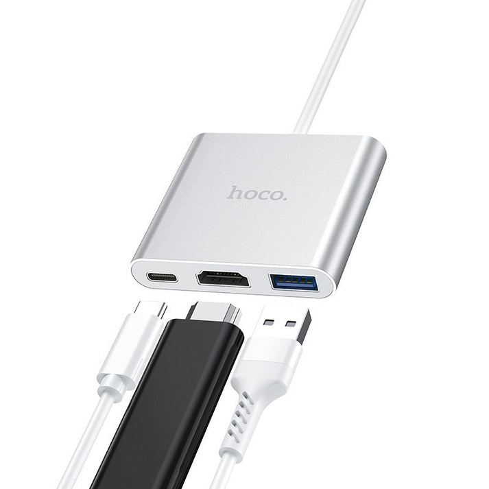 HB14 Easy use Type - C adapter(Type - C to USB3.0+HDMI+PD) - Silver - Saif Al Najmi KwOTG / ConnectorsHocoSaif Al Najmi KwHOCO HB14128926HB14 Easy use Type - C adapter(Type - C to USB3.0+HDMI+PD) - Silver - Saif Al Najmi Kw