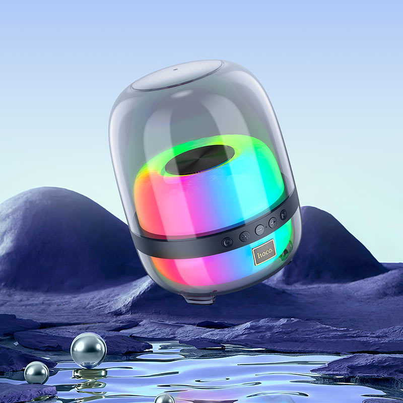 Hoco BS58 Crystal colorful luminous BT speaker - Magic black night - Saif Al Najmi Kw