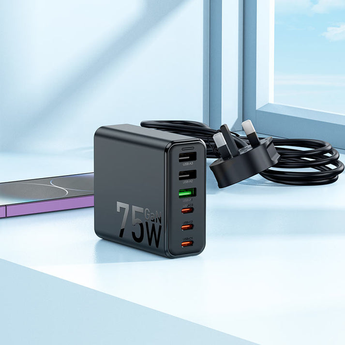 Hoco C133B Earl Charging Station (75W PD45W + QC3.0 UK) - Saif Al Najmi KwDesktop ChargersHocoSaif Al Najmi KwC133BHoco C133B Earl Charging Station (75W PD45W + QC3.0 UK) - Saif Al Najmi Kw
