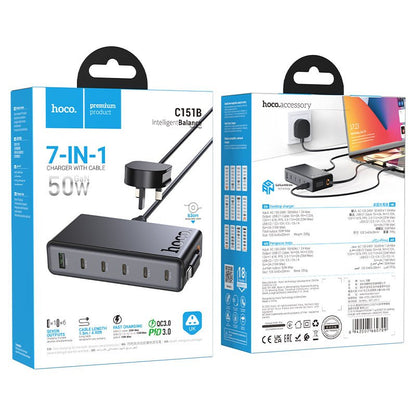 Hoco C151B Modern Charging Station – 50W PD Fast Charger, USB - C + USB - A (UK Plug) - Saif Al Najmi KwChargersHocoSaif Al Najmi KwHoco C151B Modern Charging Station – 50W PD Fast Charger, USB - C + USB - A (UK Plug)