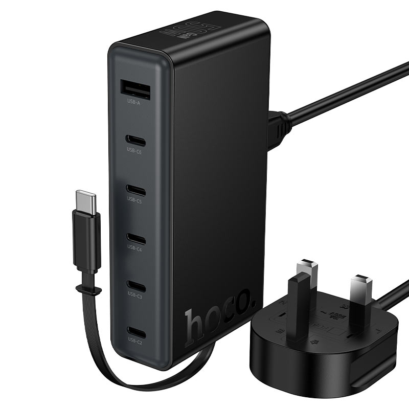 Hoco C151B Modern Charging Station – 50W PD Fast Charger, USB-C + USB-A (UK Plug)