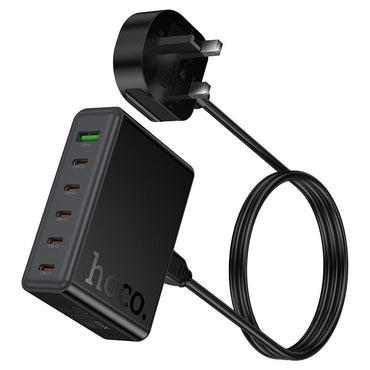 Hoco C152B Modern Charging Station – 70W PD Fast Charge Hub with USB-C & Dual USB-A (UK Plug)