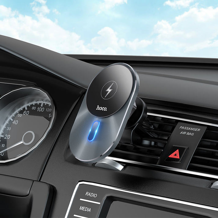 HOCO CA91 Magic Magnetic Wireless Car Charger – Air Vent Mount (15W) - Saif Al Najmi KwCar ChargersHocoSaif Al Najmi KwHOCO CA91 Magic Magnetic Wireless Car Charger – Air Vent Mount (15W)