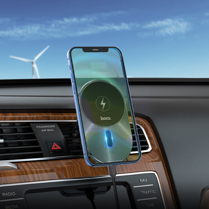 HOCO CA91 Magic Magnetic Wireless Car Charger – Air Vent Mount (15W) - Saif Al Najmi KwCar ChargersHocoSaif Al Najmi KwHOCO CA91 Magic Magnetic Wireless Car Charger – Air Vent Mount (15W)