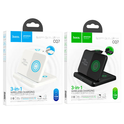 Hoco CQ7 wireless charging desktop stand 15W output,charging for phone, headset and smartwatch