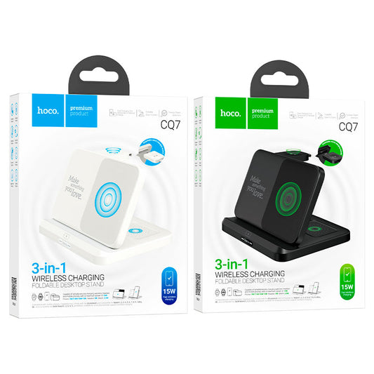 Hoco CQ7 wireless charging desktop stand 15W output,charging for phone, headset and smartwatch