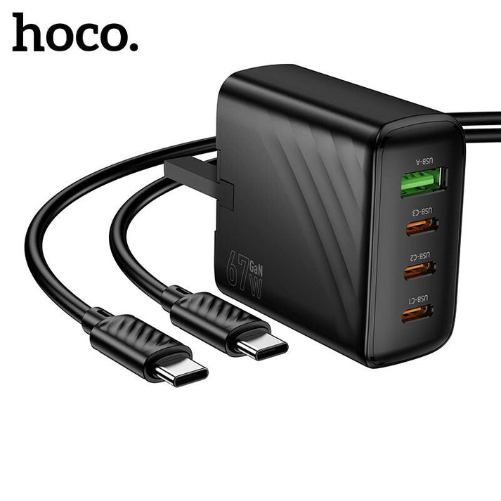Hoco CS27B PD67W3 4 - Port Fast Charger – 67W GaN Power Adapter with Type - C to Type - C Cable - Saif Al Najmi KwChargersHocoSaif Al Najmi KwHoco CS27B PD67W3 4 - Port Fast Charger – 67W GaN Power Adapter with Type - C to Type - C Cable