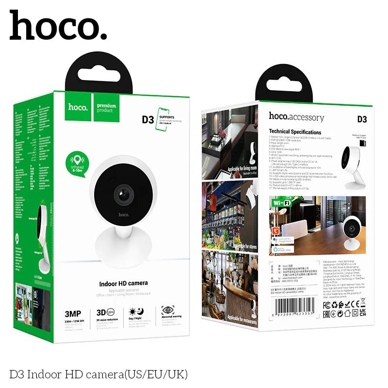 Hoco D3 Indoor HD Security Camera - Saif Al Najmi KwSmart CameraHocoSaif Al Najmi KwD3Hoco D3 Indoor HD Security Camera - Saif Al Najmi Kw