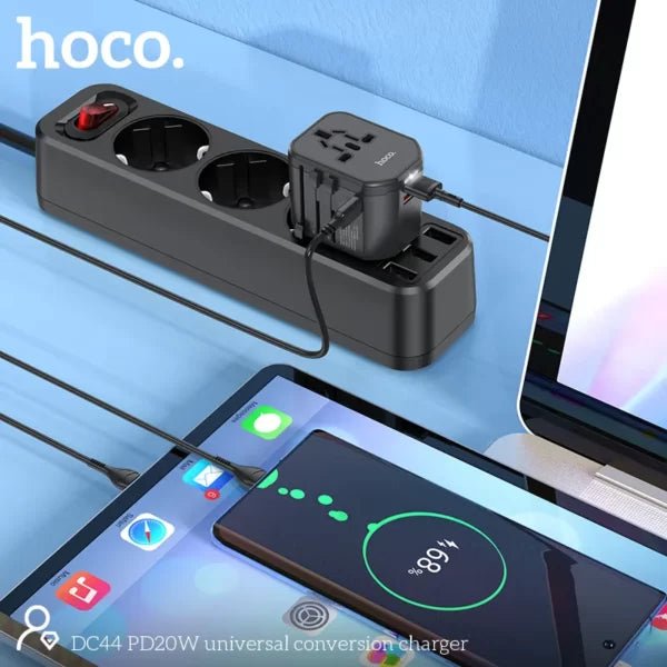 Hoco DC44 PD20W Three Ports Fast Universal Travel Conversion Wall Charger - Saif Al Najmi KwChargersHocoSaif Al Najmi KwHOCO DC44131388Hoco DC44 PD20W Three Ports Fast Universal Travel Conversion Wall Charger - Saif Al Najmi Kw