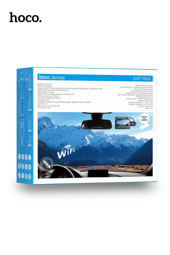 Hoco DI07 Max Dual Camera Driving Recorder Dash Camera (Wifi Version) - Saif Al Najmi Kw