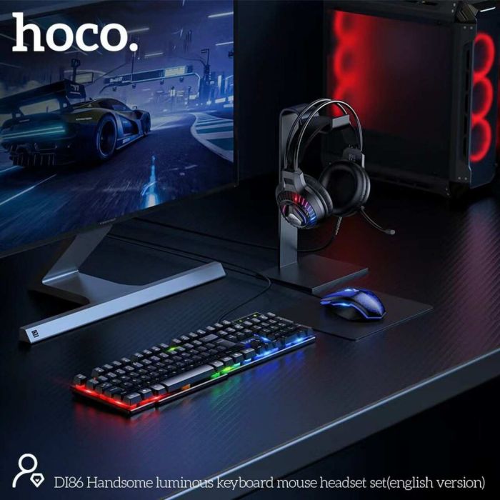Hoco DI86 Handsome Luminous Gaming Combo – 4 - in - 1 Set (Keyboard, Mouse, Mouse Pad & Headset) - Saif Al Najmi KwGamingHocoSaif Al Najmi KwHoco DI86 Handsome Luminous Gaming Combo – 4 - in - 1 Set (Keyboard, Mouse, Mouse Pad & Headset)