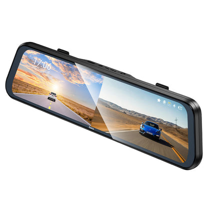Hoco DV16 Mirror Dual-Channel Dash Cam – 9.66″ Touch Display, Front + Rear Recording