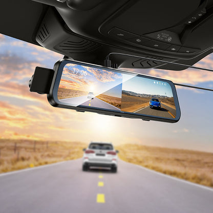 Hoco DV16 Mirror Dual-Channel Dash Cam – 9.66″ Touch Display, Front + Rear Recording