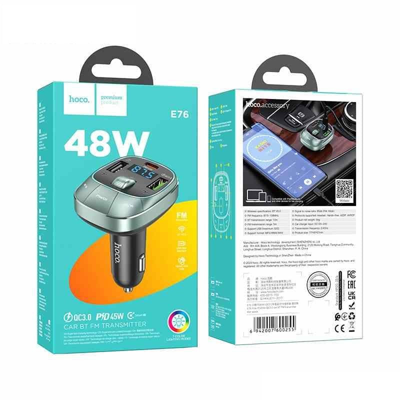 Hoco E76 Car Bluetooth FM Receiver 48W Charger - Saif Al Najmi Kw