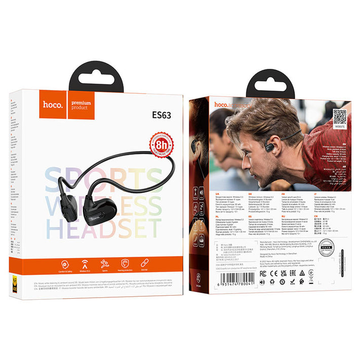 Hoco ES63 Graceful air conduction BT earphones - black - Saif Al Najmi Kw