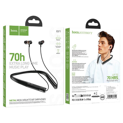 Hoco ES71 Platinum neck-mounted BT headset - obsidian black - Saif Al Najmi Kw