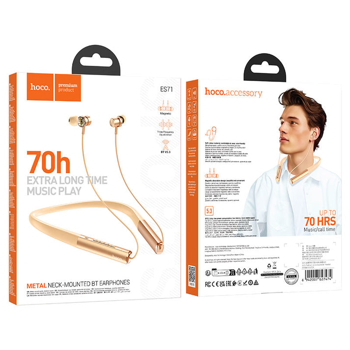 Hoco ES71 Platinum neck-mounted BT headset - orange smoothie - Saif Al Najmi Kw