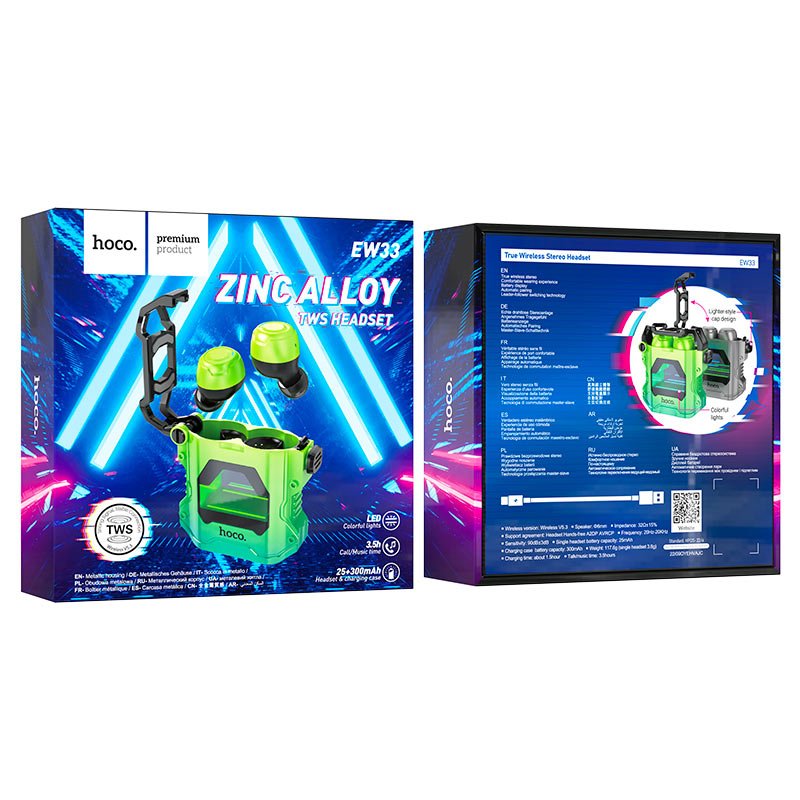 Hoco EW33 TWS Bluetooth 5.3 Gaming Earbuds - Green - Saif Al Najmi KwEarpodshocoSaif Al Najmi KwHOCOHoco EW33 TWS Bluetooth 5.3 Gaming Earbuds - Green - Saif Al Najmi Kw