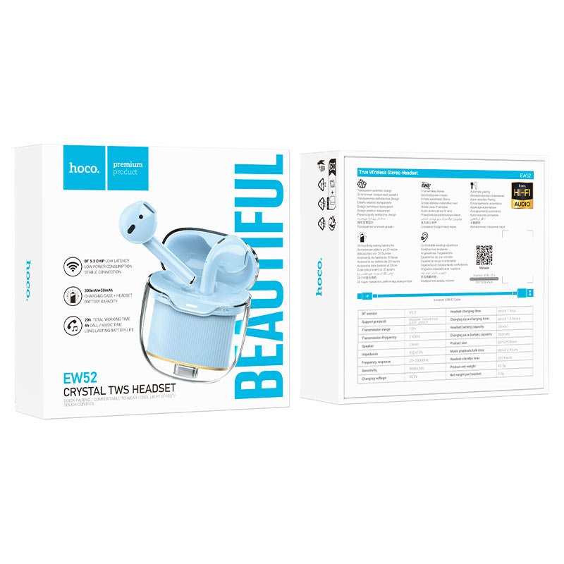 Hoco EW52 Lilly true wireless BT headset - blue - Saif Al Najmi KwEarpodshocoSaif Al Najmi KwEW52Hoco EW52 Lilly true wireless BT headset - blue - Saif Al Najmi Kw