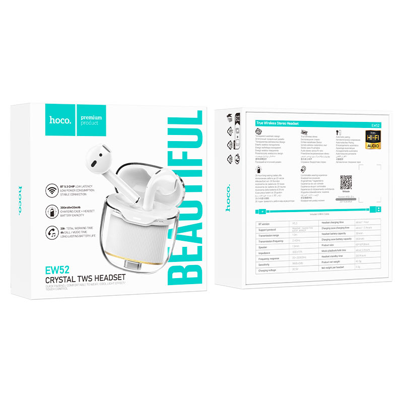Hoco EW52 Lilly true wireless BT headset - white - Saif Al Najmi Kw