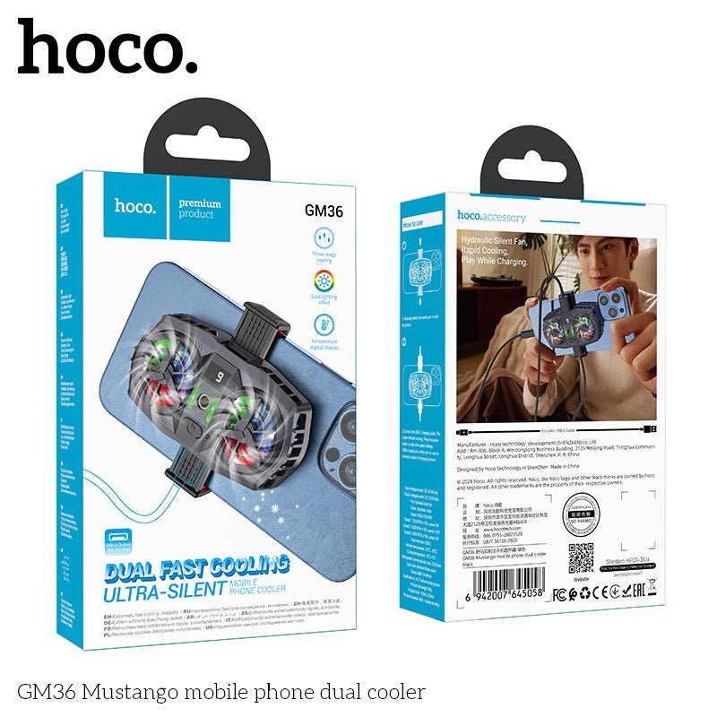 HOCO GM36 Dual Mobile Phone Cooler – High - Speed Gaming Cooling Fan - Saif Al Najmi KwCooling FansHocoSaif Al Najmi KwHOCO GM36 Dual Mobile Phone Cooler – High - Speed Gaming Cooling Fan