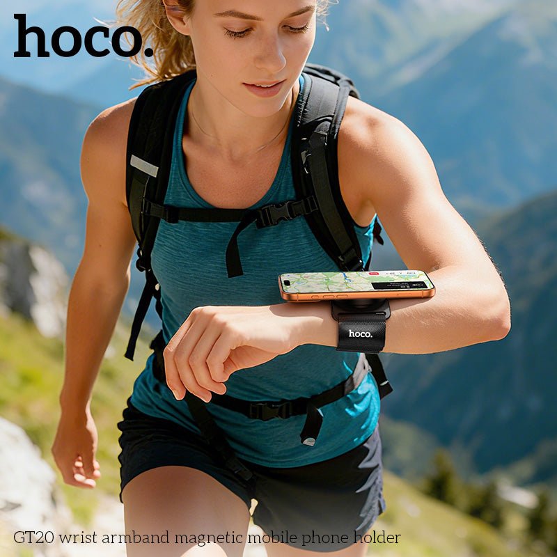 HOCO GT20 Magnetic Wrist Phone Holder Adjustable Sports Armband - Saif Al Najmi KwPhone HolderHocoSaif Al Najmi KwHOCO GT20 Magnetic Wrist Phone Holder Adjustable Sports Armband