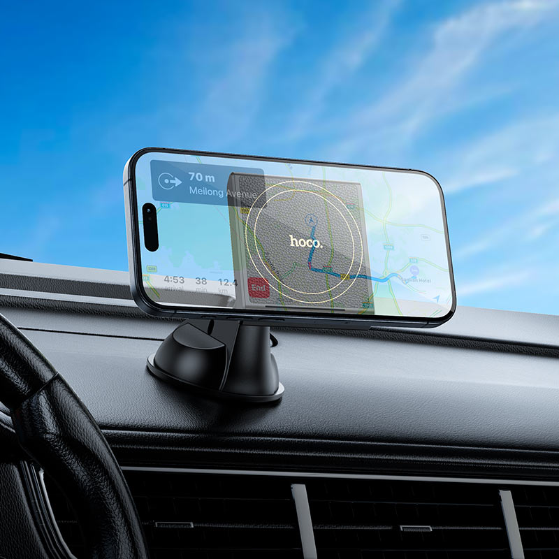 H47 Precious ring magnetic car holder(center console) - Black - Saif Al Najmi Kw