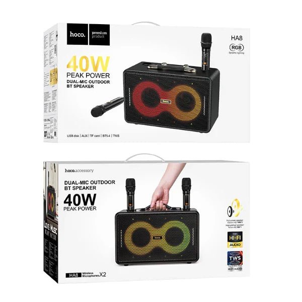 Hoco HA8 Ave Wireless Karaoke Speaker with Dual Mic - Saif Al Najmi KwWireless SpeakersHocoSaif Al Najmi KwHoco HA8 Ave Wireless Karaoke Speaker with Dual Mic