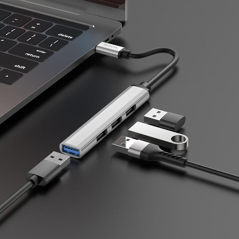 Hoco HB26 4 in 1 adapter(Type - C to USB3.0+USB2.0*3) - Saif Al Najmi KwOTG / ConnectorsHocoSaif Al Najmi KwHB27Metal GrayHoco HB26 4 in 1 adapter(Type - C to USB3.0+USB2.0*3) - Saif Al Najmi Kw