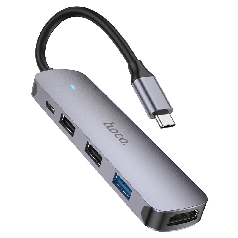 Hoco HB27 Type-C multi-function converter(HDTV+USB3.0+USB2.0*2+PD) - Saif Al Najmi Kw