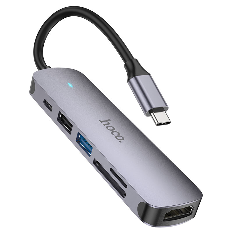 Hoco HB28 Type-C multi-function converter(HDTV+USB3.0+USB2.0+SD+TF+PD) - Saif Al Najmi Kw