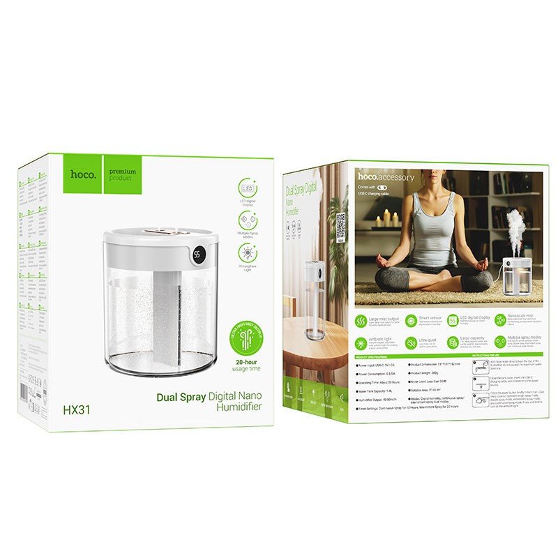 Hoco HX31 Desktop Humidifier – Cool Mist Aroma Diffuser (White) - Saif Al Najmi KwhumidifierHocoSaif Al Najmi KwHoco HX31 Desktop Humidifier – Cool Mist Aroma Diffuser (White)