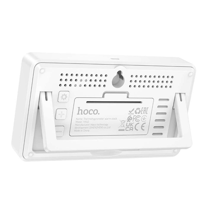 Hoco HX42 Thermometer & Hygrometer Alarm Clock – LED Indoor Display - Saif Al Najmi Kwgadgetshoco hx42, thermometer hygrometer, indoor monitor, alarm clock, digital display, led clock, temperature humidity meter, home gadgets, kuwait tech accessories, 2025 devicesSaif Al Najmi KwHoco HX42 Thermometer & Hygrometer Alarm Clock – LED Indoor Display